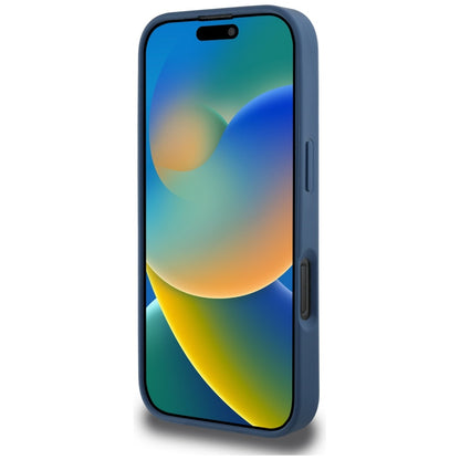 Hoes voor Apple iPhone 16 Pro, Guess, 4G Grained Roses Big Logo, Blauw