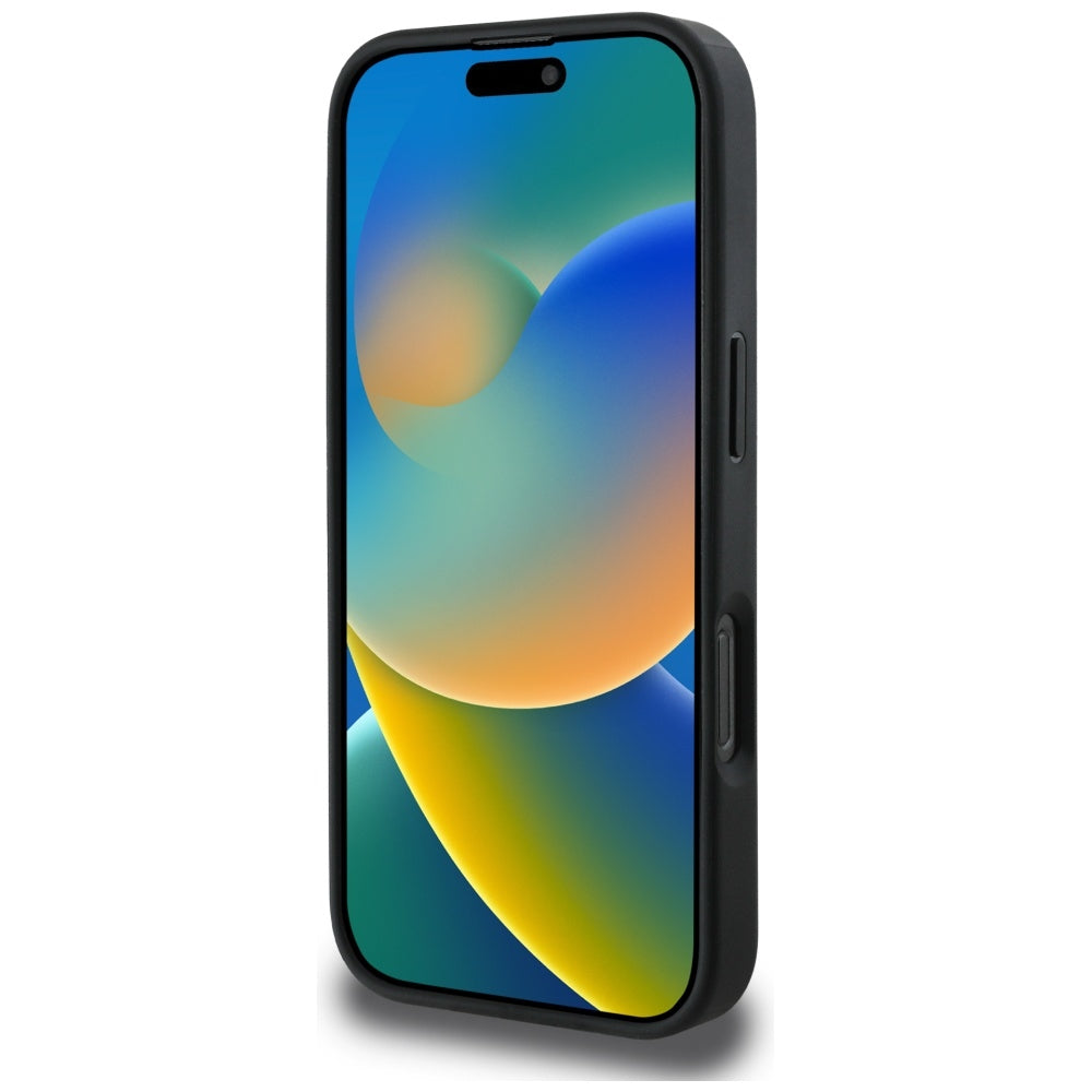 Hoes voor Apple iPhone 16 Pro, Guess, 4G Grained Roses Big Logo, Zwart