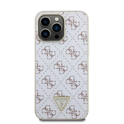 Hoesje voor Apple iPhone 16 Pro, Guess, 4G Triangle Logo, Wit