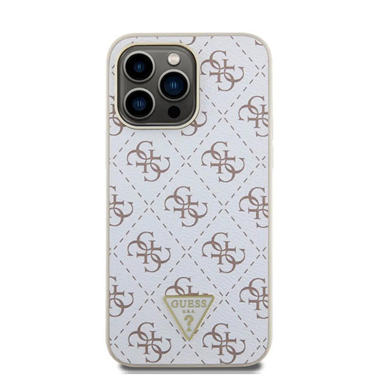 Hoesje voor Apple iPhone 16 Pro, Guess, 4G Triangle Logo, Wit