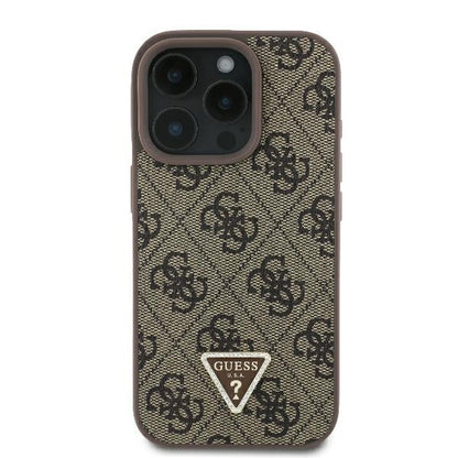 Case for Apple iPhone 16 Pro, Guess, 4G Triangle Strass, Brown