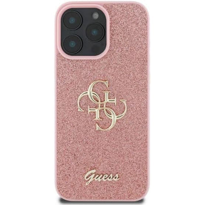 Étui pour Apple iPhone 16 Pro, Guess, Fixed Glitter Big 4G, Rose