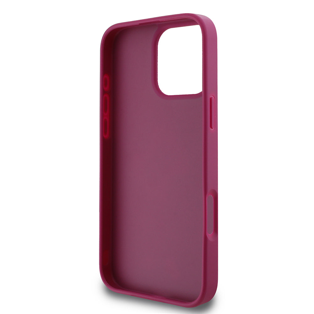 Hülle für Apple iPhone 16 Pro, Guess, Glitter Big 4G Script, Magenta