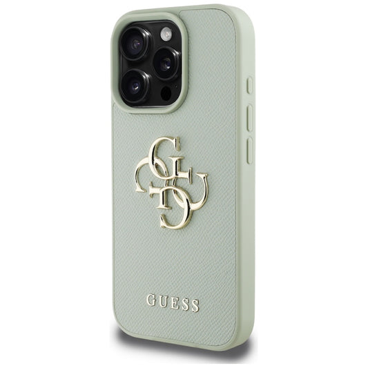 Hoes voor Apple iPhone 16 Pro, Guess, Grained Big 4G Logo Small Classic Logo, Groen