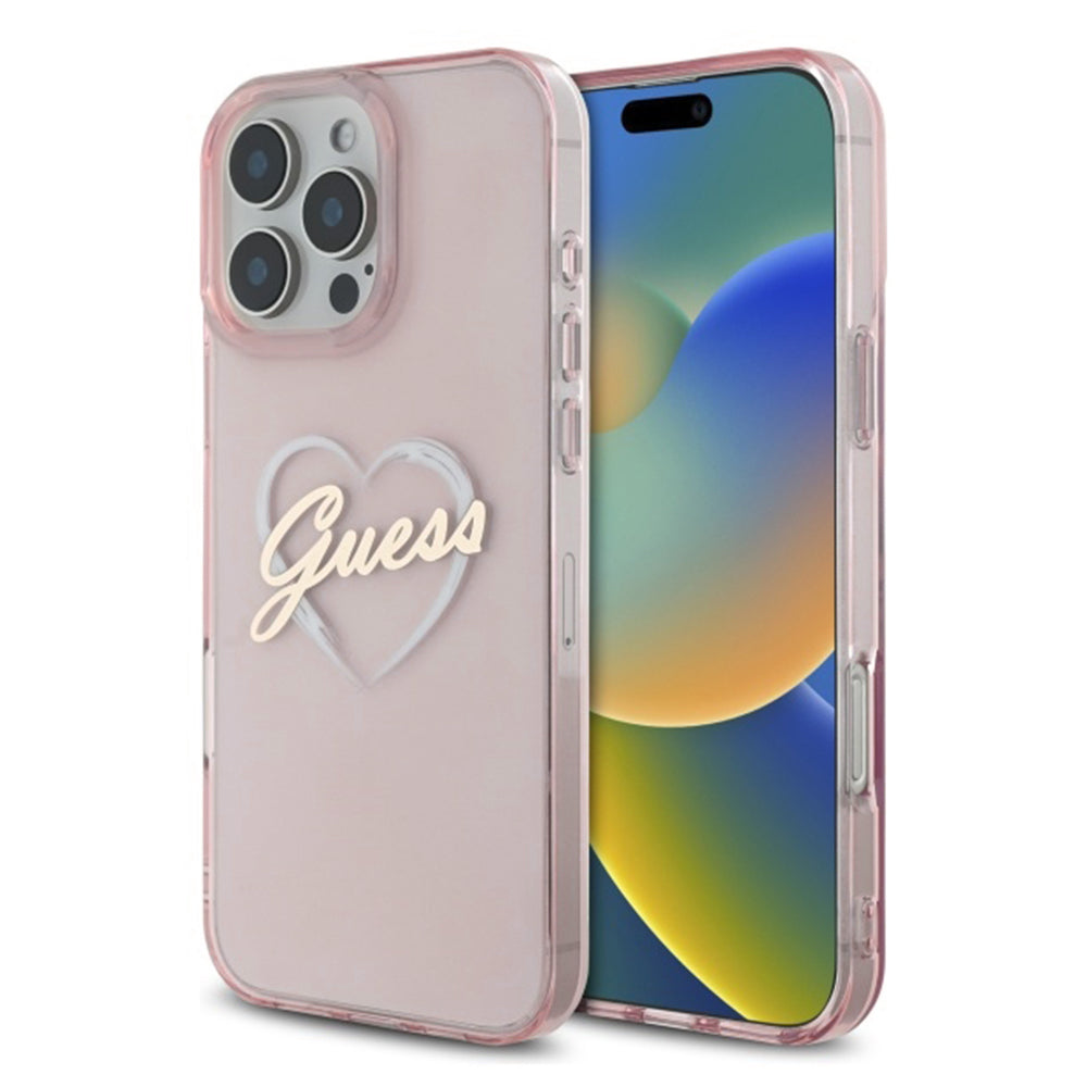Hoesje voor Apple iPhone 16 Pro, Guess, IML Heart, Roze