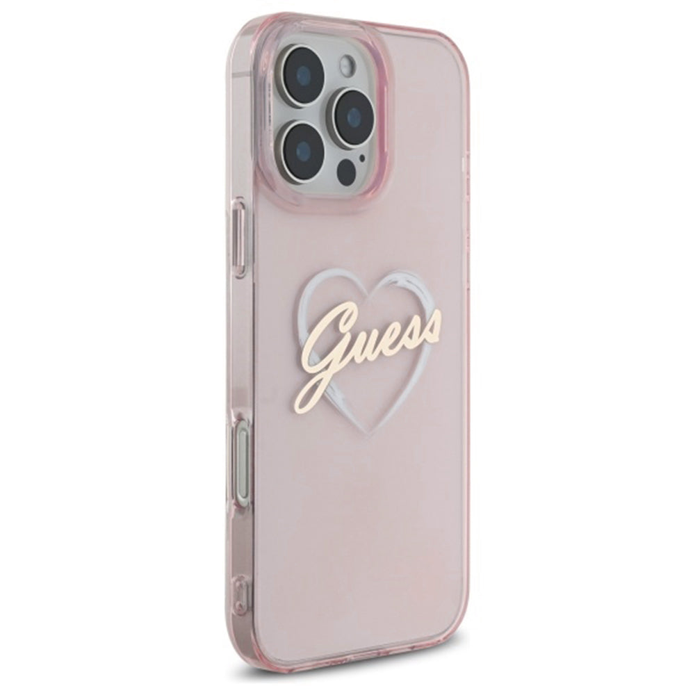 Hoesje voor Apple iPhone 16 Pro, Guess, IML Heart, Roze