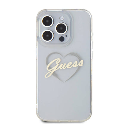 Étui pour Apple iPhone 16 Pro, Guess, IML Heart, Transparent