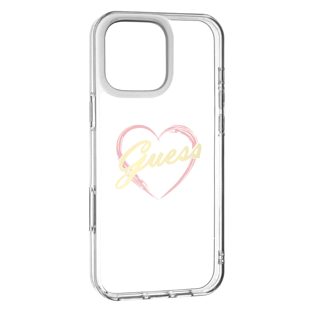 Étui pour Apple iPhone 16 Pro, Guess, IML Heart, Transparent