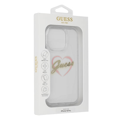 Étui pour Apple iPhone 16 Pro, Guess, IML Heart, Transparent