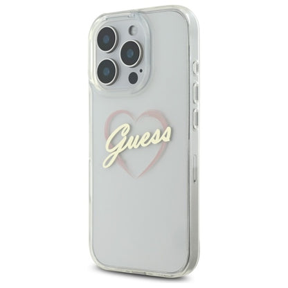 Étui pour Apple iPhone 16 Pro, Guess, IML Heart, Transparent