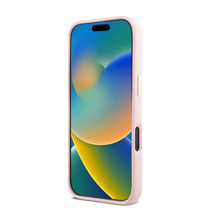 Hoes voor Apple iPhone 16 Pro, Guess, Script Metal Logo & Frame, Roze