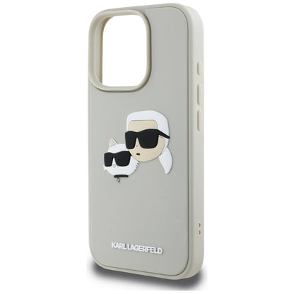 Hoes voor Apple iPhone 16 Pro, Karl Lagerfeld, 3D Rubber Karl & Choupette, Beige