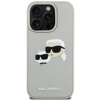 Hoes voor Apple iPhone 16 Pro, Karl Lagerfeld, 3D Rubber Karl & Choupette, Beige