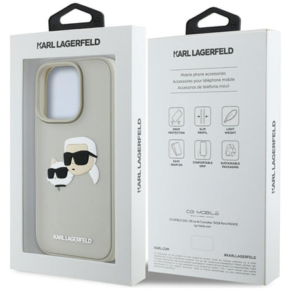 Hoes voor Apple iPhone 16 Pro, Karl Lagerfeld, 3D Rubber Karl & Choupette, Beige