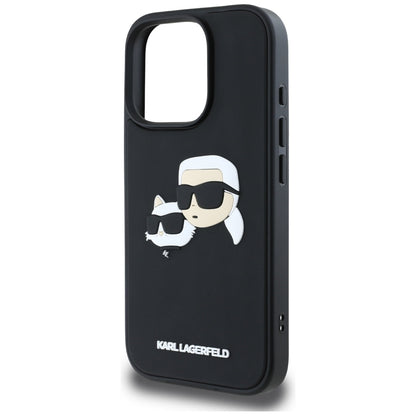 Hoes voor Apple iPhone 16 Pro, Karl Lagerfeld, 3D Rubber Karl & Choupette, Zwart
