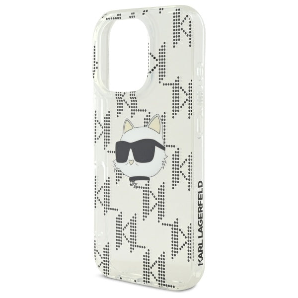 Étui pour Apple iPhone 16 Pro, Karl Lagerfeld, IML Luxury Electroplated Choupette's Head, Transparent
