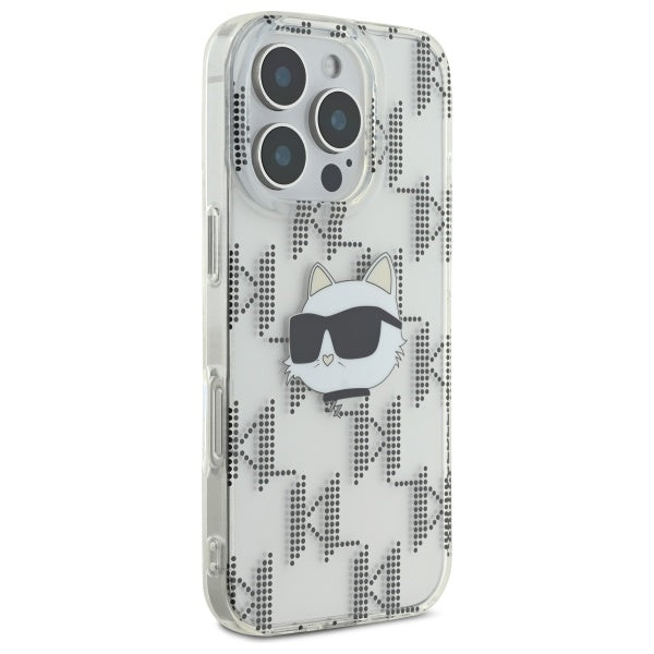 Étui pour Apple iPhone 16 Pro, Karl Lagerfeld, IML Luxury Electroplated Choupette's Head, Transparent