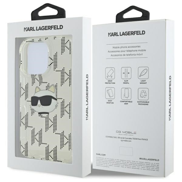 Étui pour Apple iPhone 16 Pro, Karl Lagerfeld, IML Luxury Electroplated Choupette's Head, Transparent