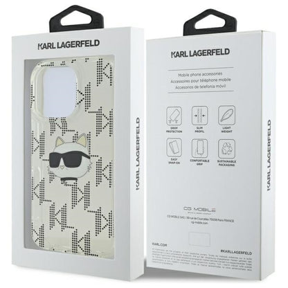 Étui pour Apple iPhone 16 Pro, Karl Lagerfeld, IML Luxury Electroplated Choupette's Head, Transparent