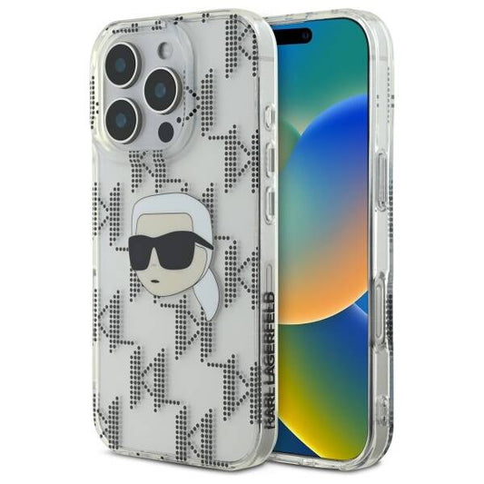 Étui pour Apple iPhone 16 Pro, Karl Lagerfeld, IML Luxury Electroplated Karl's Head, Transparent