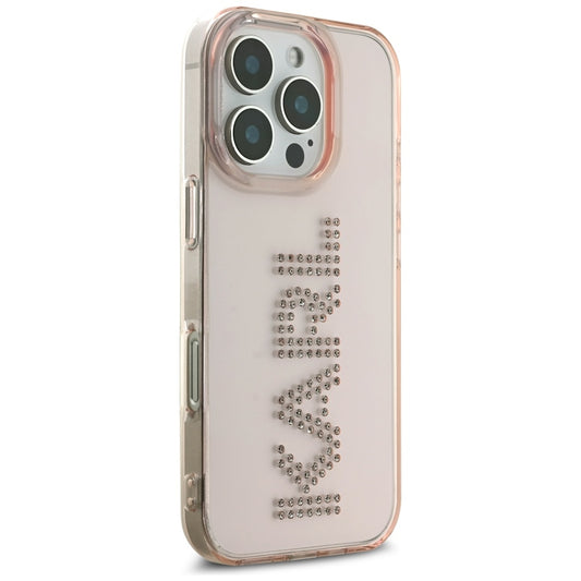 Étui pour Apple iPhone 16 Pro, Karl Lagerfeld, IML Rhinestones Pink Logo, Rose