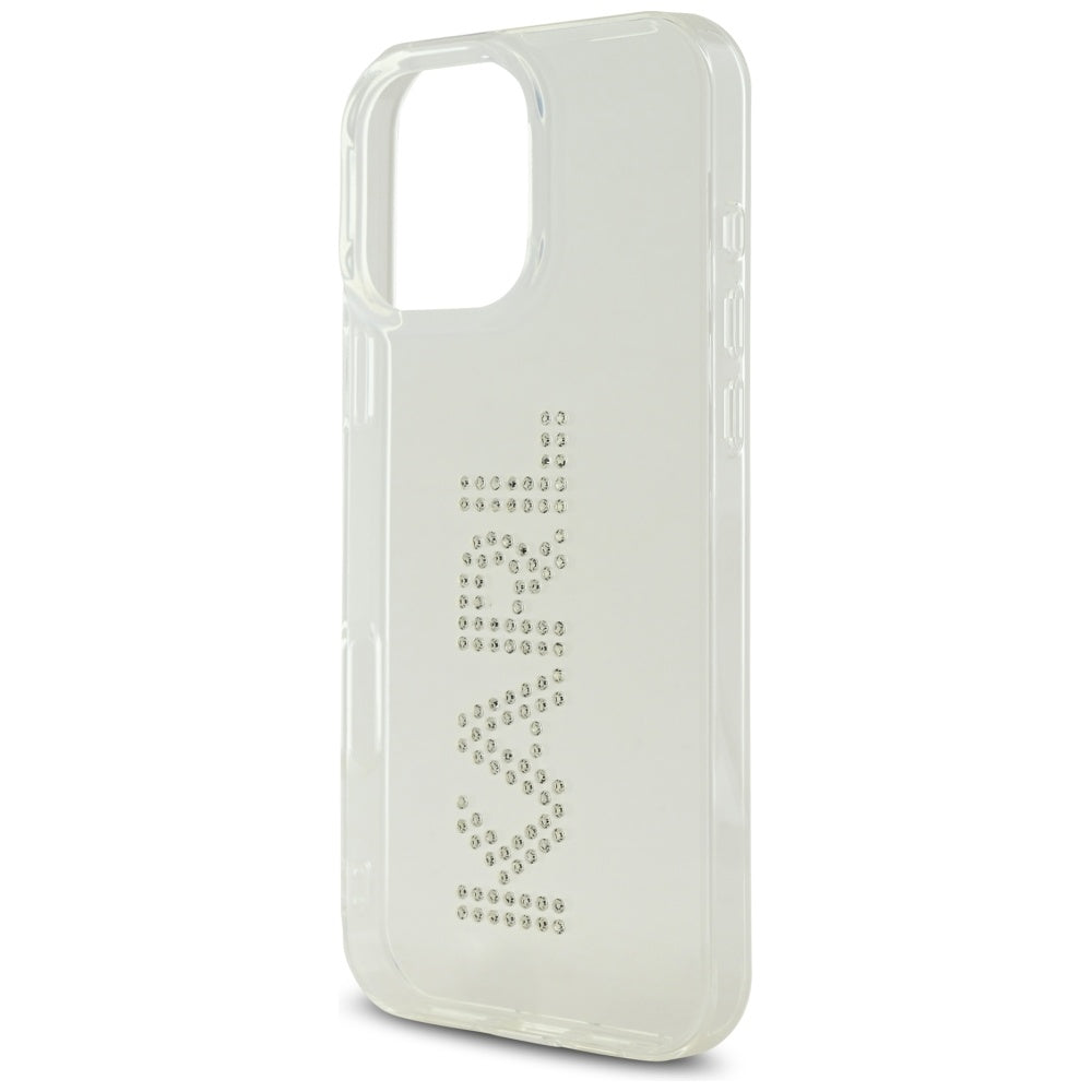 Étui pour Apple iPhone 16 Pro, Karl Lagerfeld, Logo Transparent IML Rhinestones, Transparent