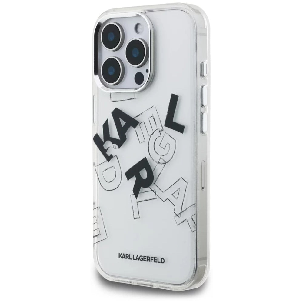 Hülle für Apple iPhone 16 Pro, Karl Lagerfeld, IML Sketched Graphic Logo, Transparent