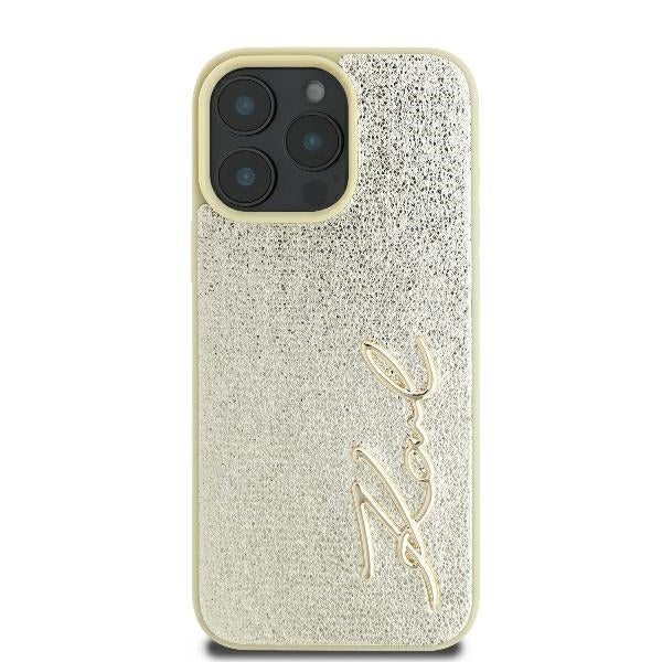 Hülle für Apple iPhone 16 Pro, Karl Lagerfeld, Metal Signature, Gold