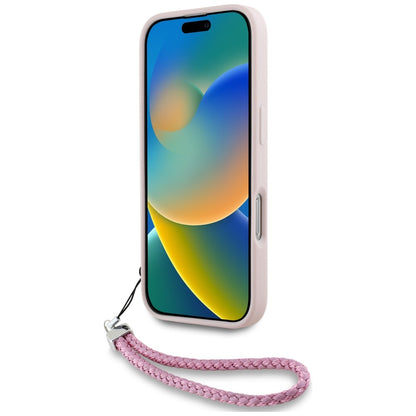 Étui pour Apple iPhone 16 Pro, Karl Lagerfeld, Logo Initial Matelassé & Bandoulière Chaîne, Rose