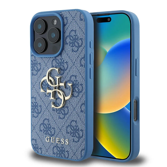 Étui pour Apple iPhone 16 Pro Max, Guess, 4G Big Logo, Bleu
