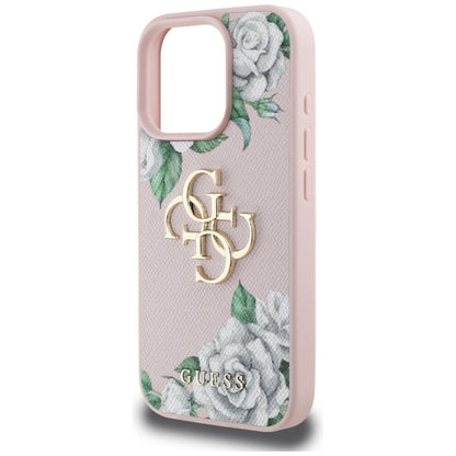 Hoes voor Apple iPhone 16 Pro Max, Guess, 4G Grained Roses Big Logo, Roze