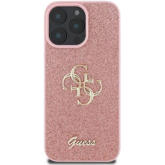 Hoes voor Apple iPhone 16 Pro Max, Guess, Fixed Glitter Big 4G, Roze