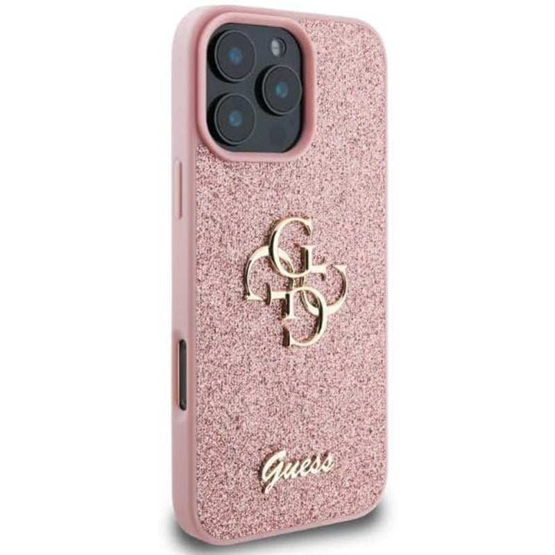 Étui pour Apple iPhone 16 Pro Max, Guess, Fixed Glitter Big 4G, Rose