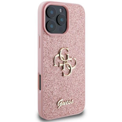 Étui pour Apple iPhone 16 Pro Max, Guess, Fixed Glitter Big 4G, Rose