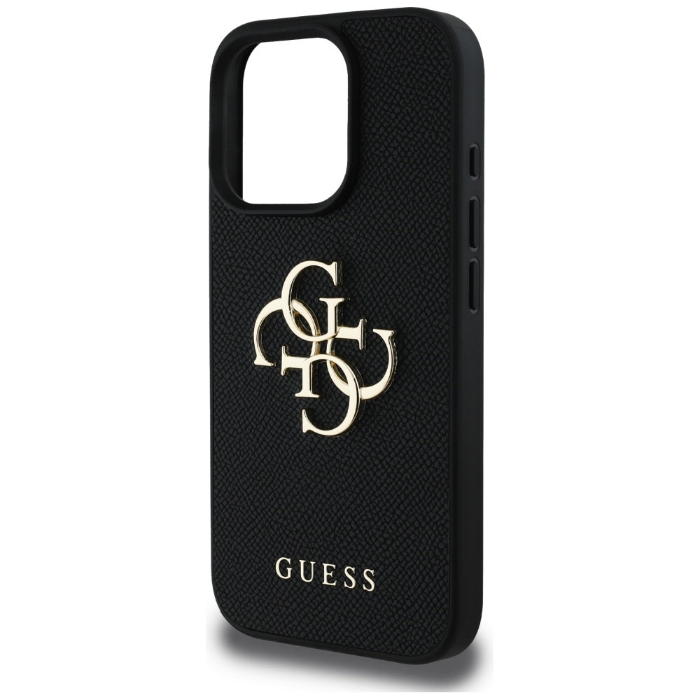 Hoes voor Apple iPhone 16 Pro Max, Guess, Grained Big 4G Logo Small Classic Logo, Zwart