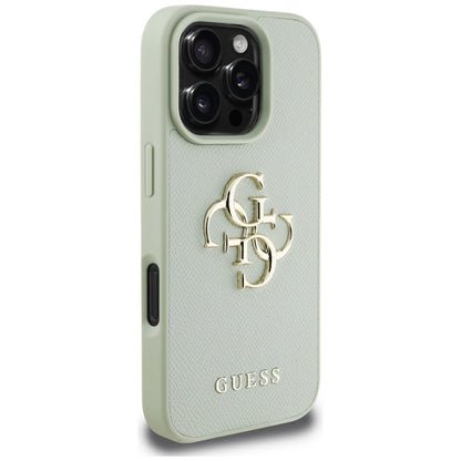 Housse pour Apple iPhone 16 Pro Max, Guess, Grained Big 4G Logo Small Classic Logo, Vert