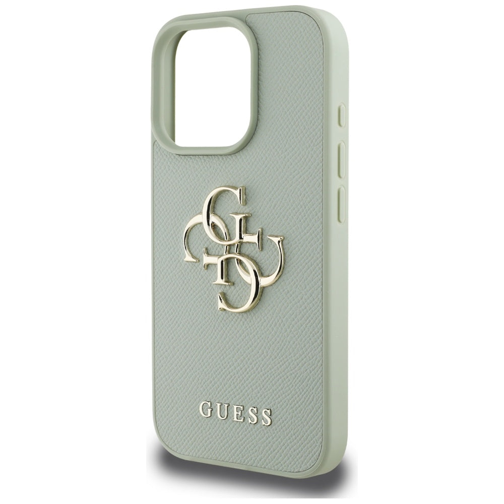 Housse pour Apple iPhone 16 Pro Max, Guess, Grained Big 4G Logo Small Classic Logo, Vert
