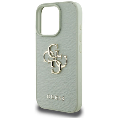 Housse pour Apple iPhone 16 Pro Max, Guess, Grained Big 4G Logo Small Classic Logo, Vert