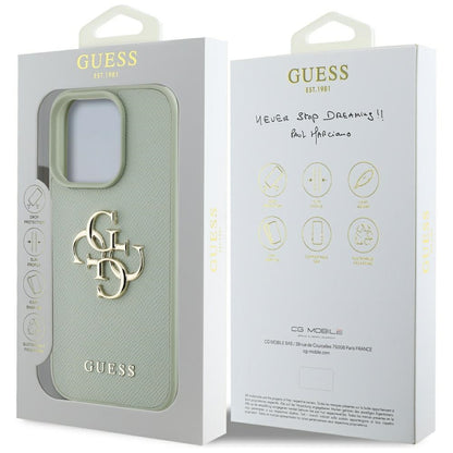 Housse pour Apple iPhone 16 Pro Max, Guess, Grained Big 4G Logo Small Classic Logo, Vert