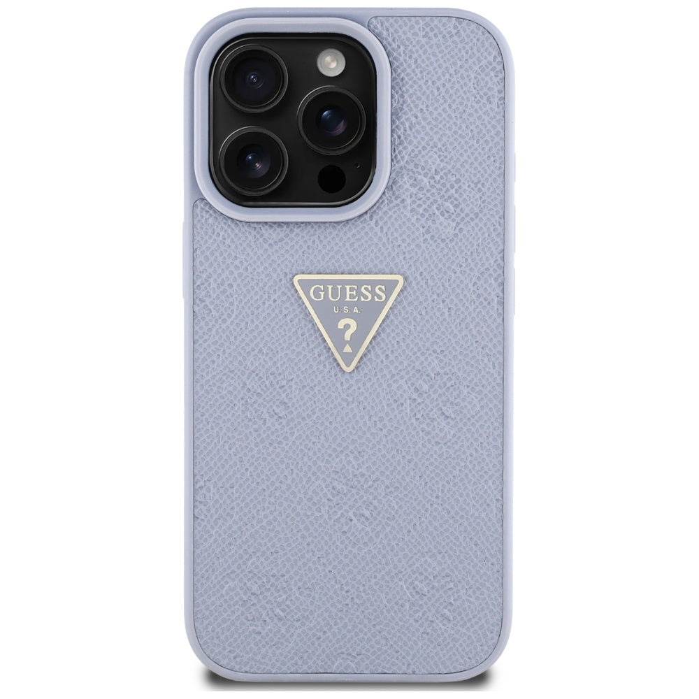 Étui pour Apple iPhone 16 Pro Max, Guess, Hot Stamp 4G Pattern Triangle Logo, Violet Clair