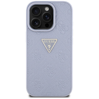 Étui pour Apple iPhone 16 Pro Max, Guess, Hot Stamp 4G Pattern Triangle Logo, Violet Clair