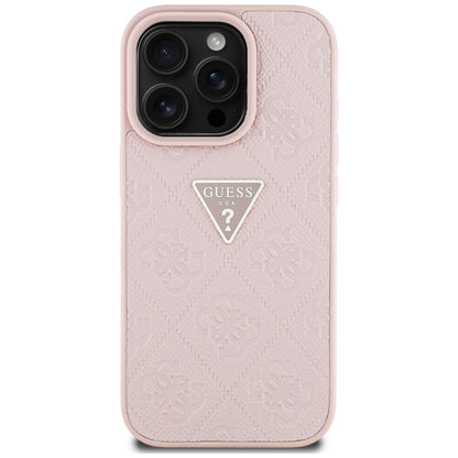 Hülle für Apple iPhone 16 Pro Max, Guess, Hot Stamp 4G Pattern Triangle Logo, Rosa