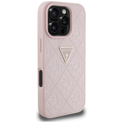 Hülle für Apple iPhone 16 Pro Max, Guess, Hot Stamp 4G Pattern Triangle Logo, Rosa