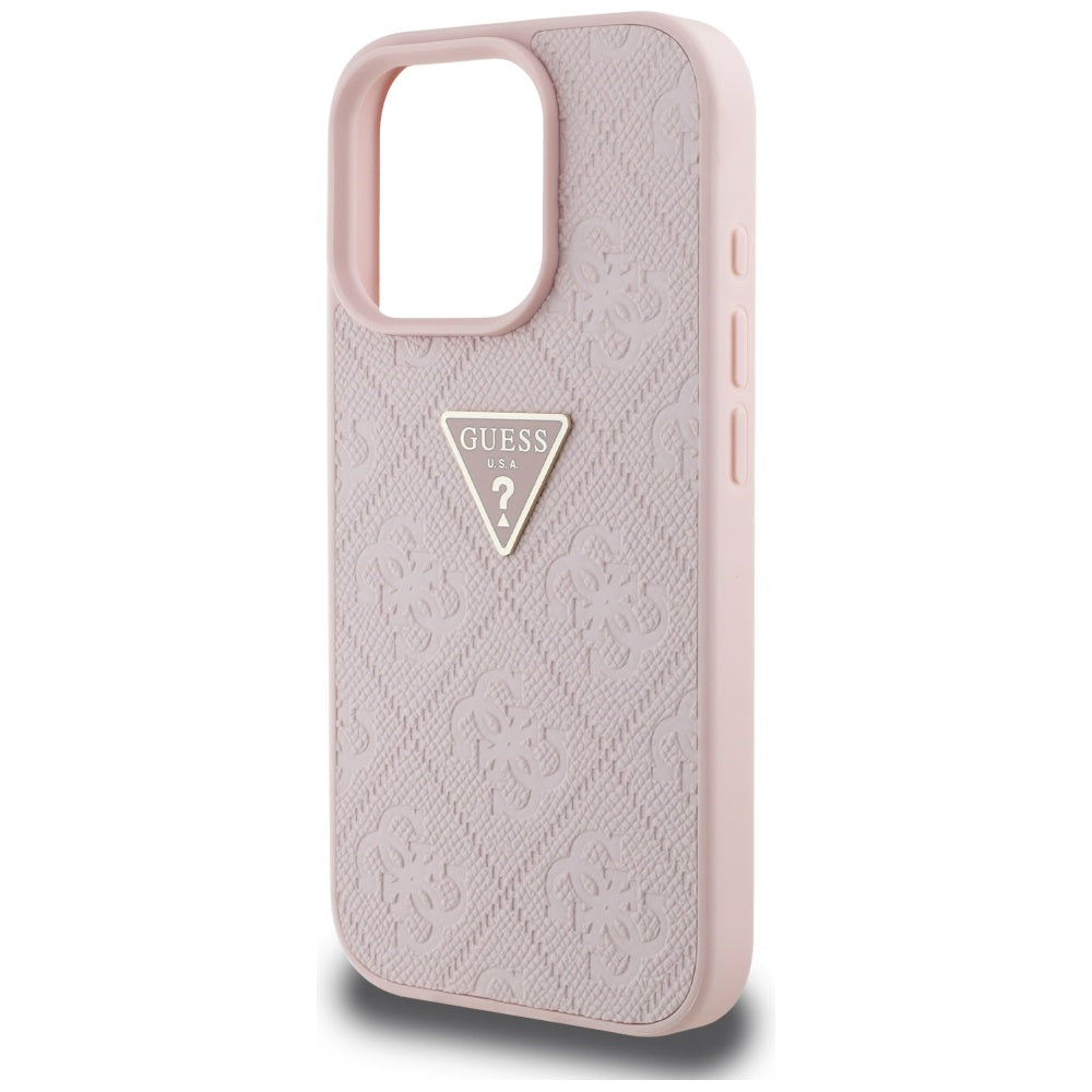 Hülle für Apple iPhone 16 Pro Max, Guess, Hot Stamp 4G Pattern Triangle Logo, Rosa