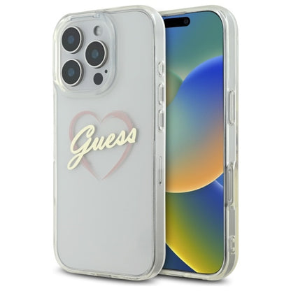 Hoesje voor Apple iPhone 16 Pro Max, Guess, IML Heart, Transparant
