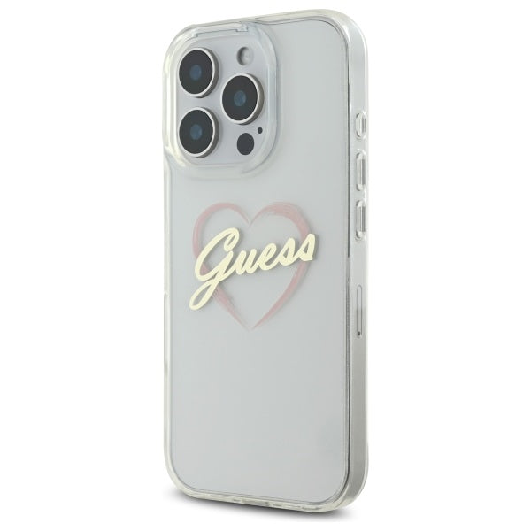 Hoesje voor Apple iPhone 16 Pro Max, Guess, IML Heart, Transparant