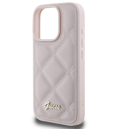 Hoes voor Apple iPhone 16 Pro Max, Guess, Quilted Metal Logo, Roze