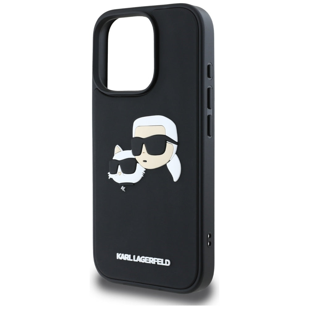 Hülle für Apple iPhone 16 Pro Max, Karl Lagerfeld, 3D Rubber Karl & Choupette, Schwarz