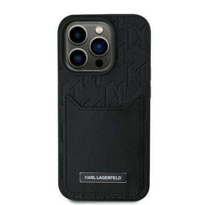 Hoes voor Apple iPhone 16 Pro Max, Karl Lagerfeld, Cardslots Monogram, Zwart