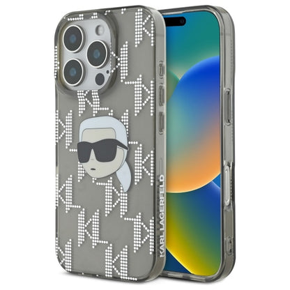 Hoes voor Apple iPhone 16 Pro Max, Karl Lagerfeld, IML Luxury Electroplated Karl's Head, Zwart